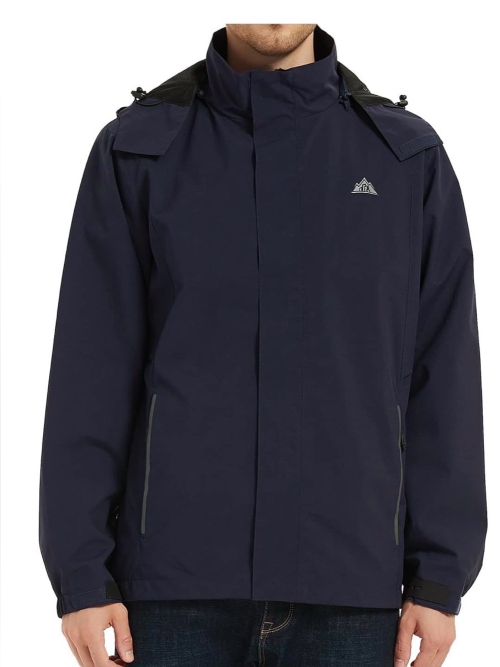 Morebang Men's Navy‎ Waterproof Raincoat with Hood